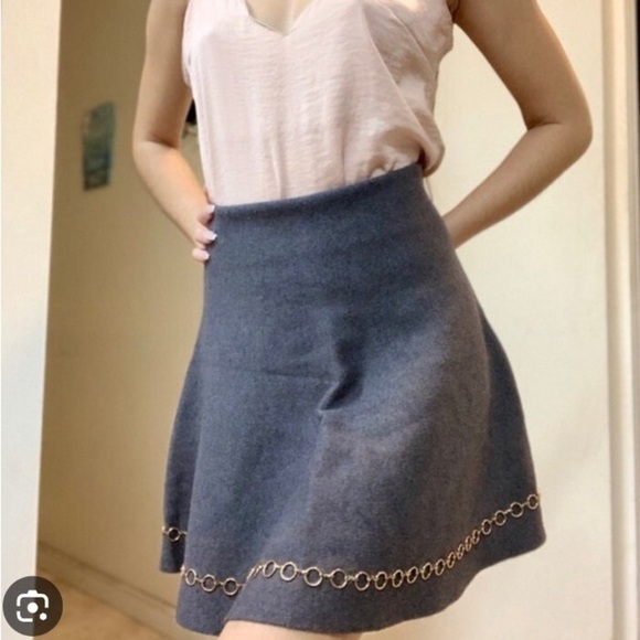 Zara Gray Skirt with Chain Detail Size L - Picture 2 of 7
